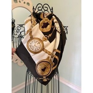 Carlisle Italy Baroque Watch Silk Scarf Gorgeous Hand Rolled